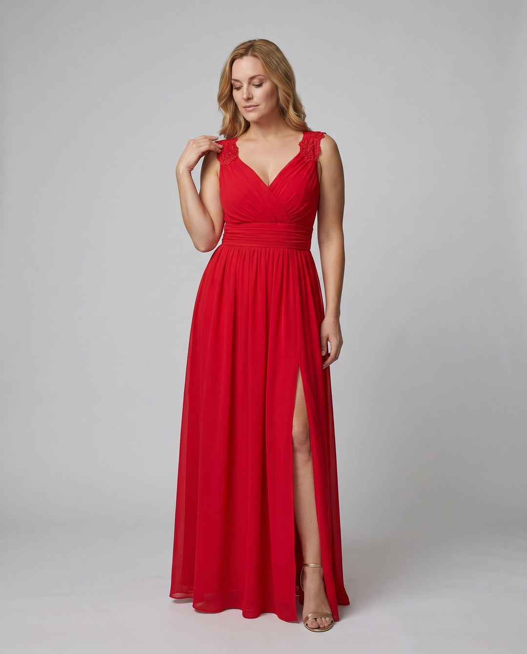 Poppy | Relaxed V-Neck Wrap Formal Dress with Side Slit