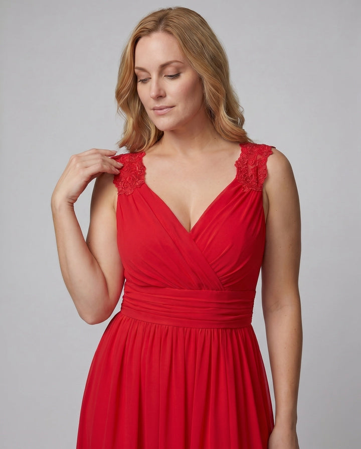 Poppy | Relaxed V-Neck Wrap Formal Dress with Side Slit