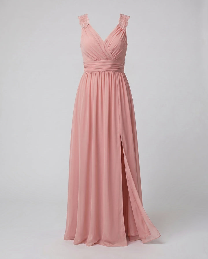 Poppy | Relaxed V-Neck Wrap Formal Dress with Side Slit