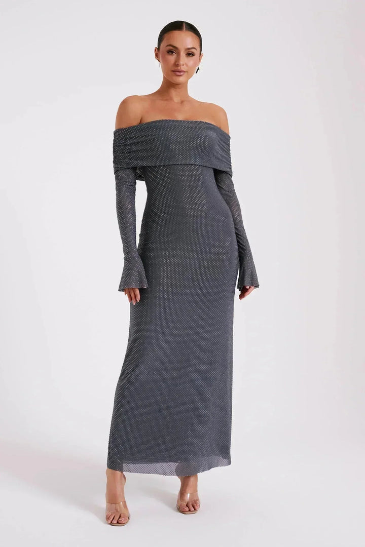 Poppy | Sophisticated Off Shoulder Maxi Party Dress