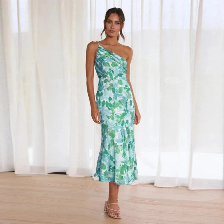 Poppy | Stylish Asymmetric Floral Print Midi Dress