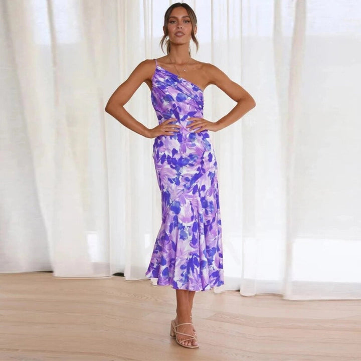 Poppy | Stylish Asymmetric Floral Print Midi Dress