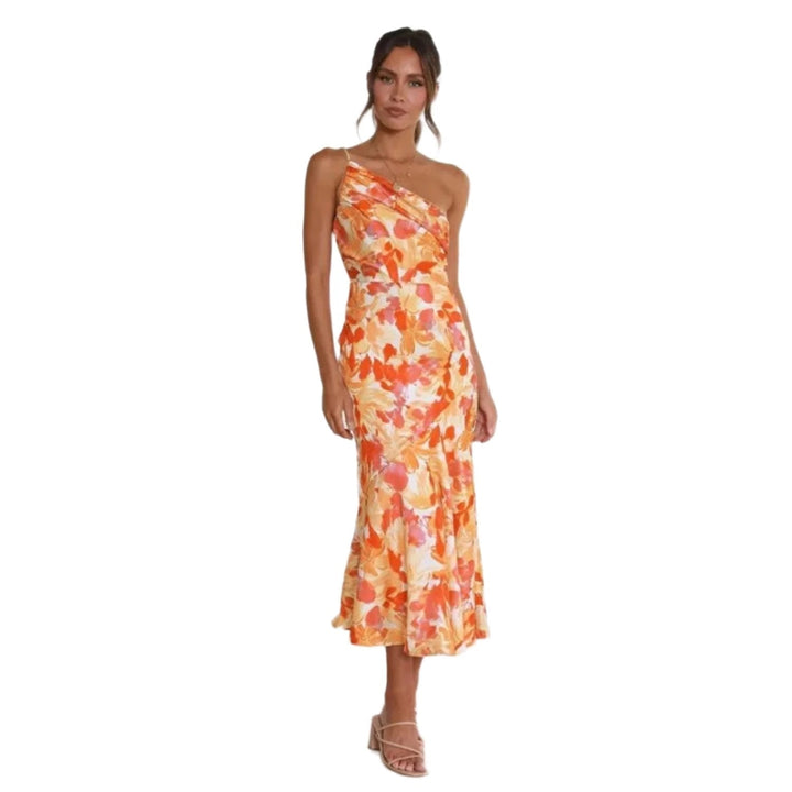 Poppy | Stylish Asymmetric Floral Print Midi Dress