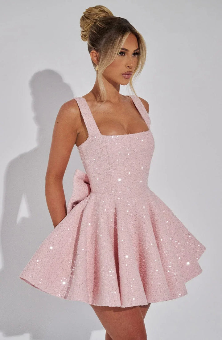 Poppy | Timeless Sequin Bow Mini Christmas Dress