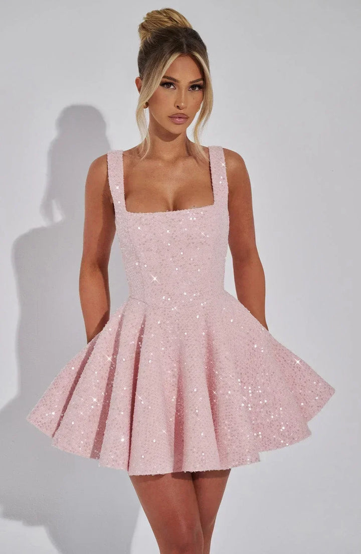 Poppy | Timeless Sequin Bow Mini Christmas Dress