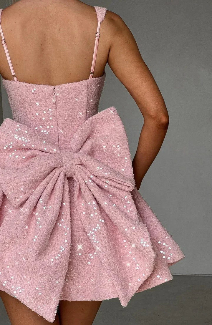 Poppy | Timeless Sequin Bow Mini Christmas Dress