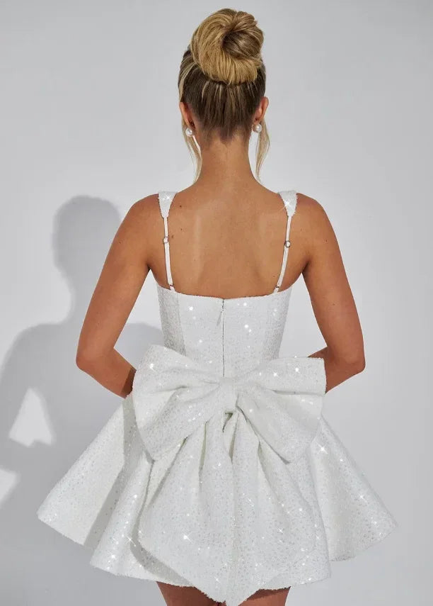 Poppy | Timeless Sequin Bow Mini Christmas Dress