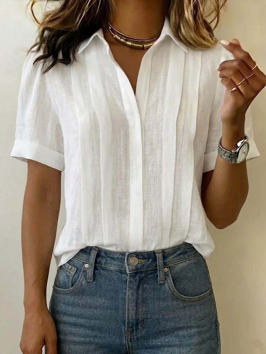 Remi | Chic Pleated V-Neck Summer Top Blouse