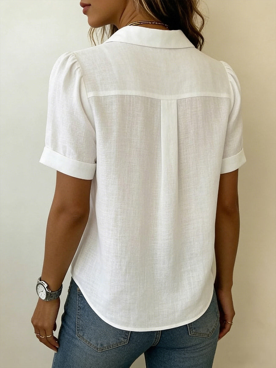 Remi | Chic Pleated V-Neck Summer Top Blouse