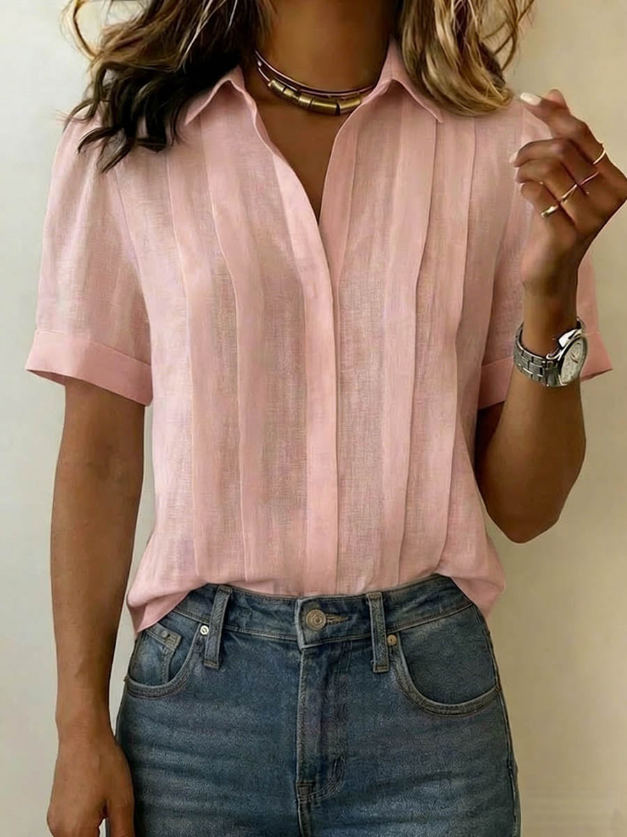 Remi | Chic Pleated V-Neck Summer Top Blouse