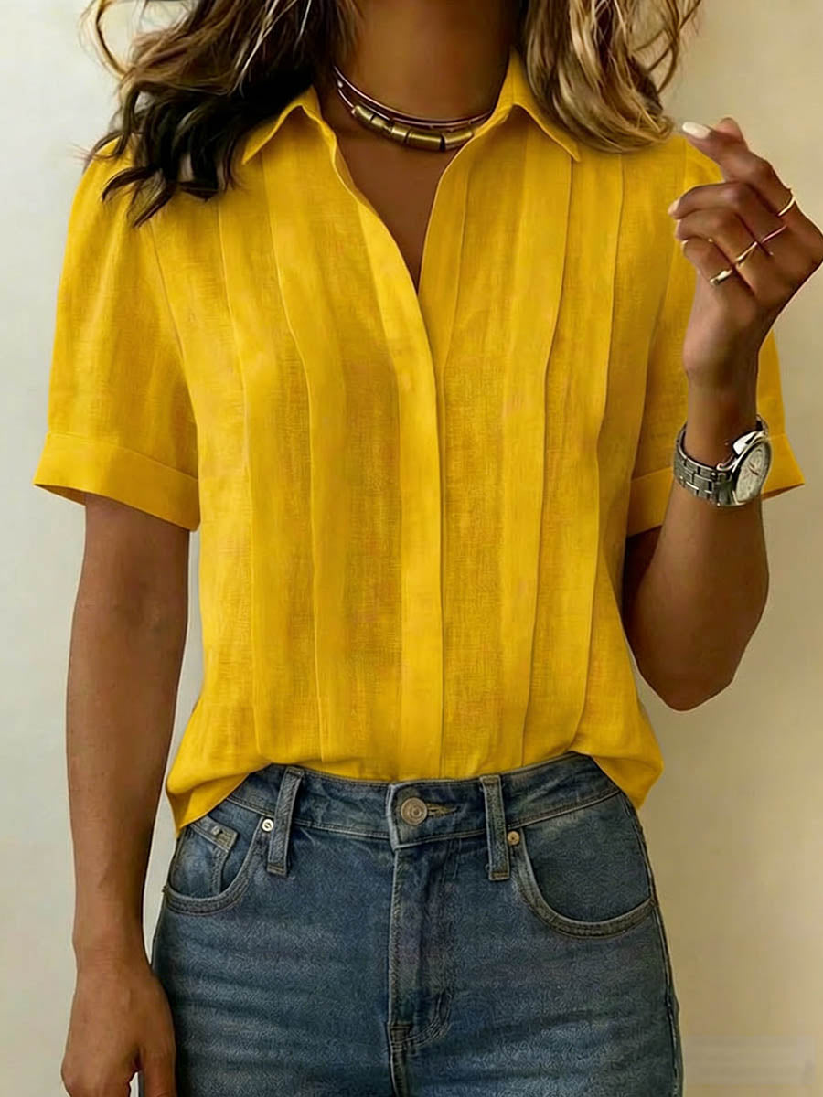 Remi | Chic Pleated V-Neck Summer Top Blouse
