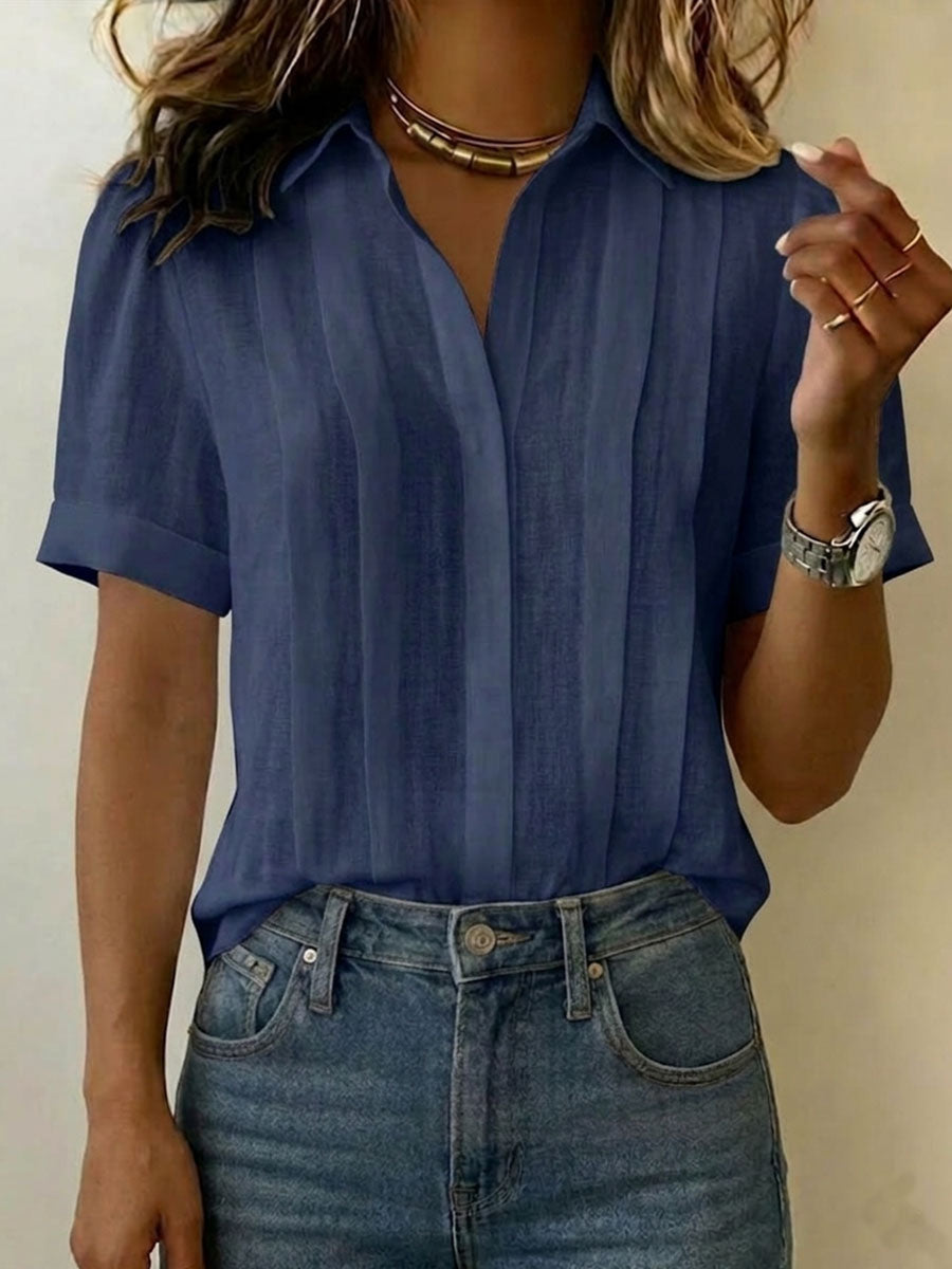 Remi | Chic Pleated V-Neck Summer Top Blouse