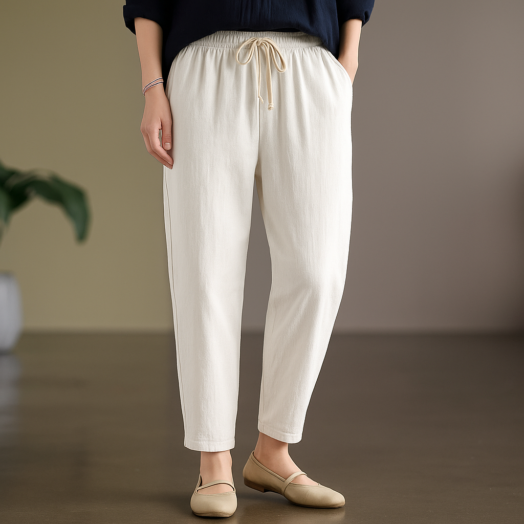 Remi | Classic Drawstring Linen Pants with Tapered Leg