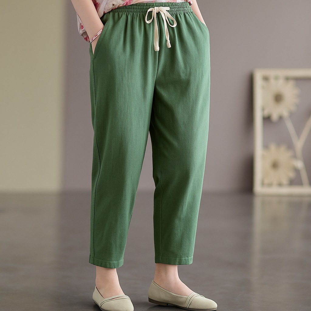 Remi | Classic Drawstring Linen Pants with Tapered Leg