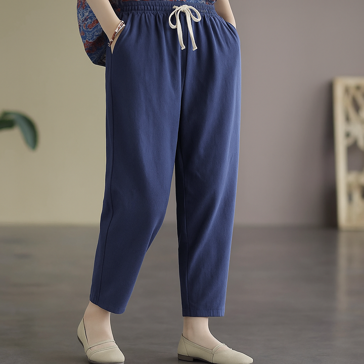 Remi | Classic Drawstring Linen Pants with Tapered Leg
