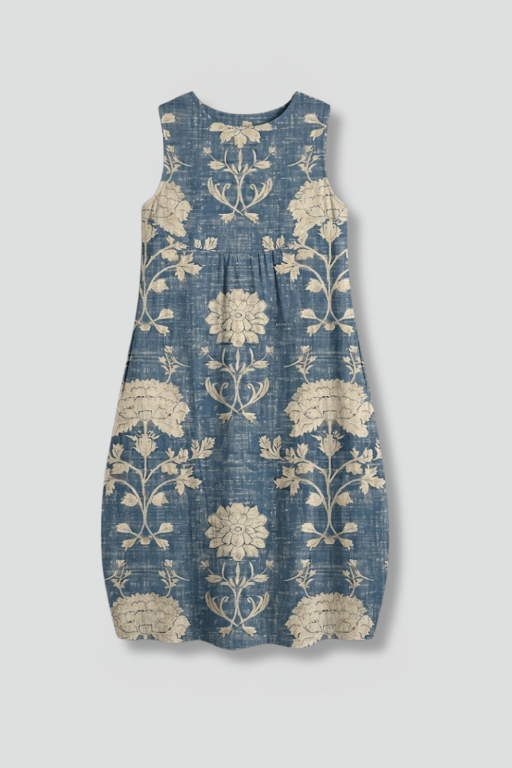 Remi | Floral Sleeveless Midi Linen Dress Women