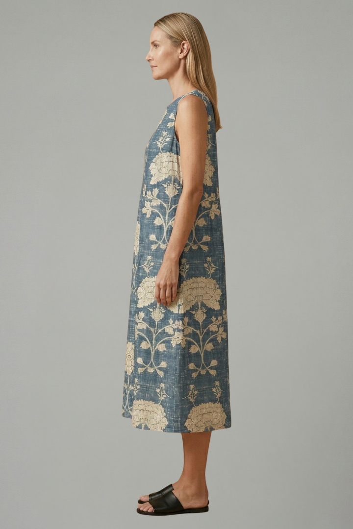 Remi | Floral Sleeveless Midi Linen Dress Women