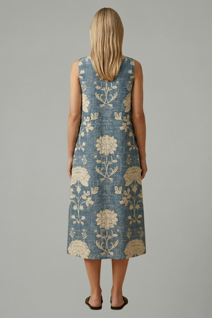Remi | Floral Sleeveless Midi Linen Dress Women