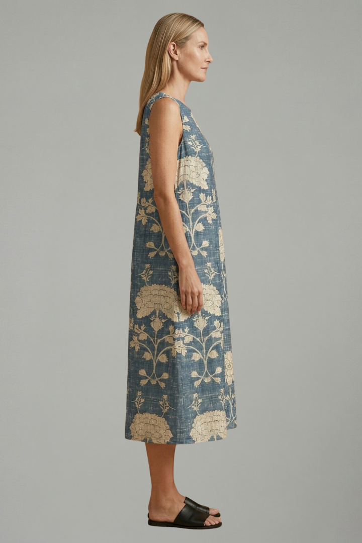 Remi | Floral Sleeveless Midi Linen Dress Women