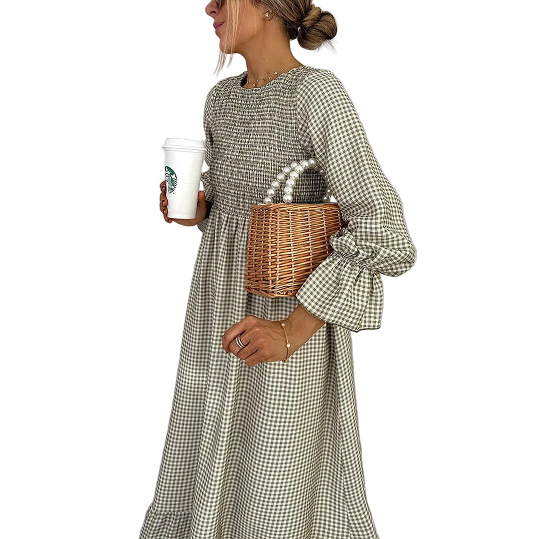 Remi | Stylish Gingham Dress with Smocked Maxi Silhouette