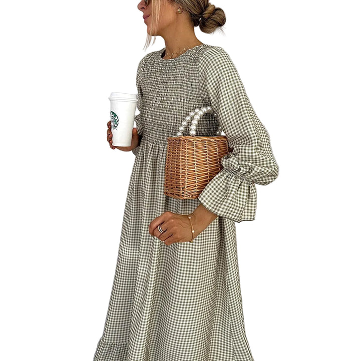 Remi | Stylish Gingham Dress with Smocked Maxi Silhouette
