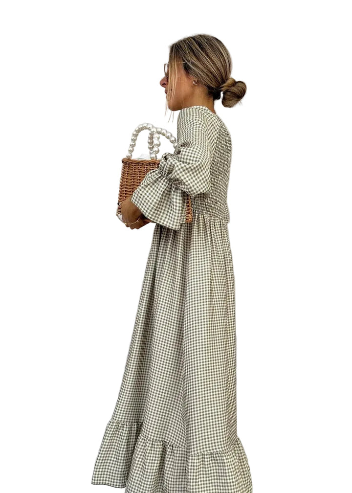 Remi | Stylish Gingham Dress with Smocked Maxi Silhouette