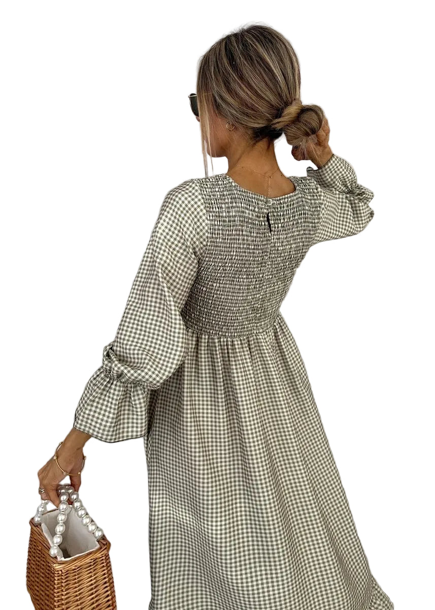 Remi | Stylish Gingham Dress with Smocked Maxi Silhouette