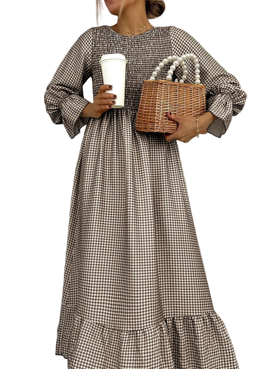 Remi | Stylish Gingham Dress with Smocked Maxi Silhouette