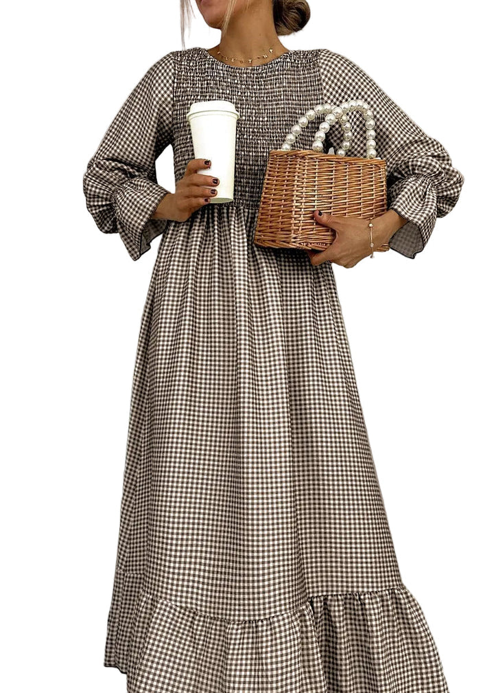 Remi | Stylish Gingham Dress with Smocked Maxi Silhouette