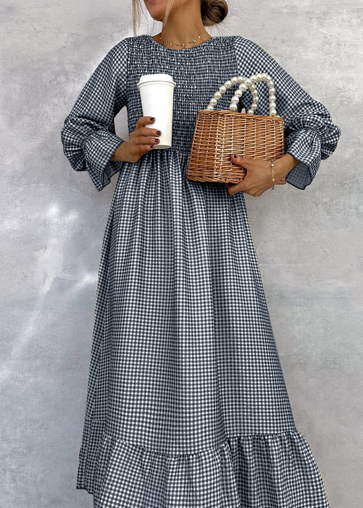 Remi | Stylish Gingham Dress with Smocked Maxi Silhouette