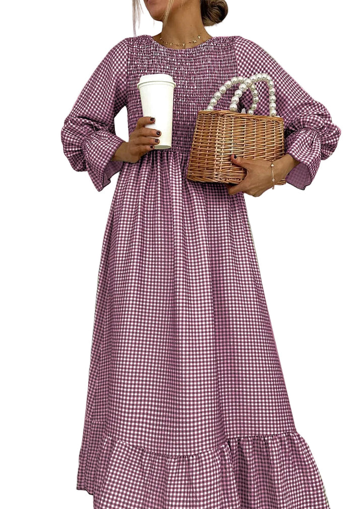 Remi | Stylish Gingham Dress with Smocked Maxi Silhouette