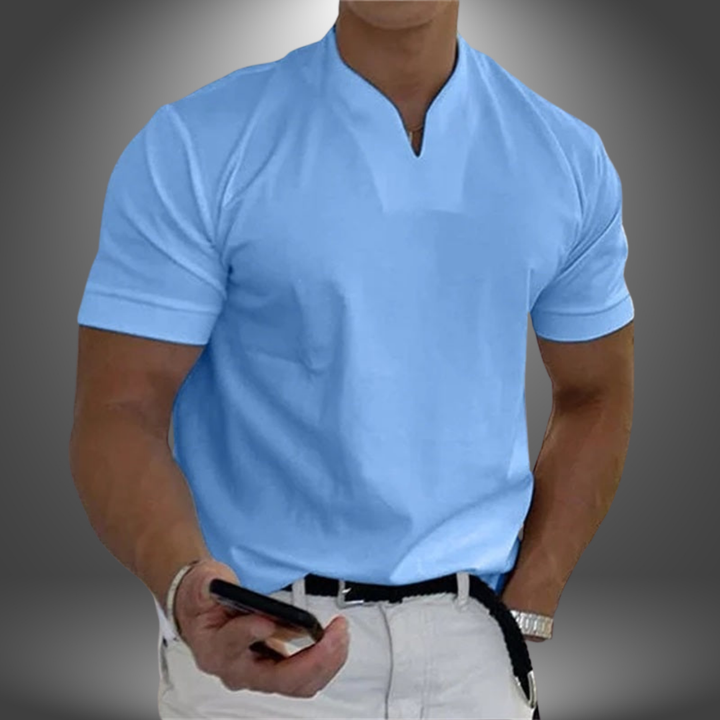 Roman | Graceful Slim Fit Split V-Neck Mens T Shirt