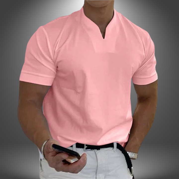 Roman | Graceful Slim Fit Split V-Neck Mens T Shirt