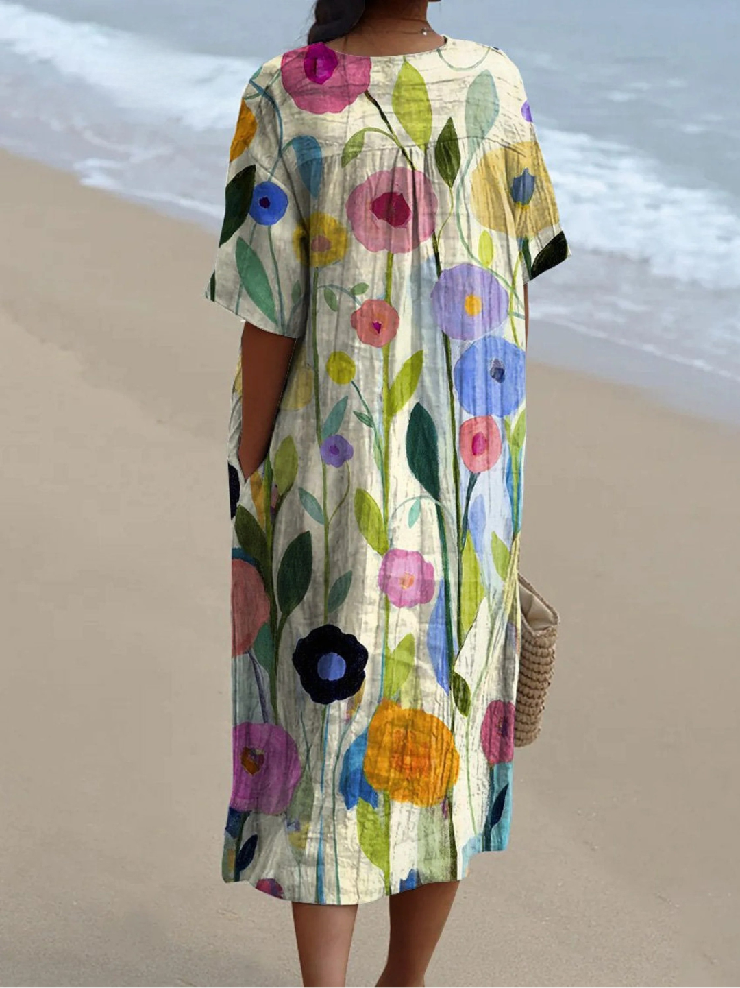 Rose | Cosy Floral Print V-Neck Midi Summer Dress