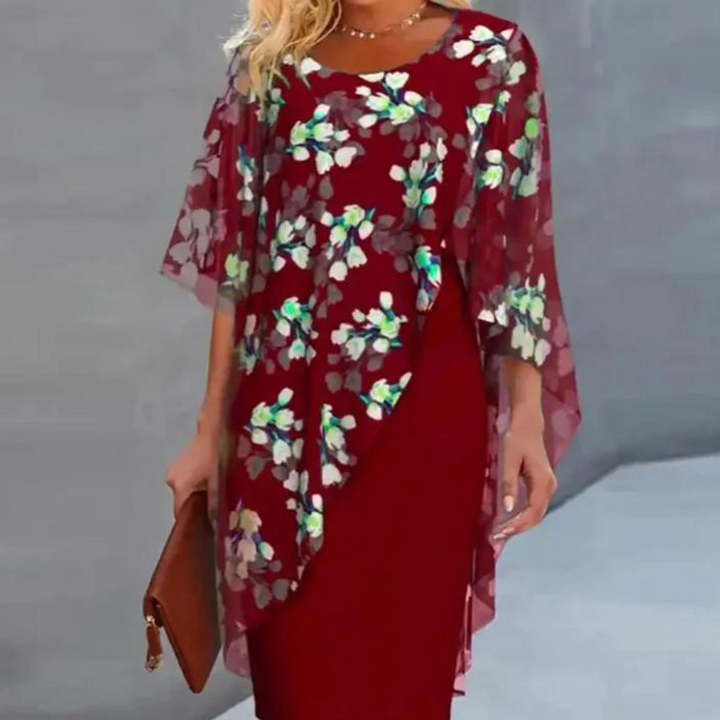 Rose | Elegant Floral Cape Sleeve Summer Dresses