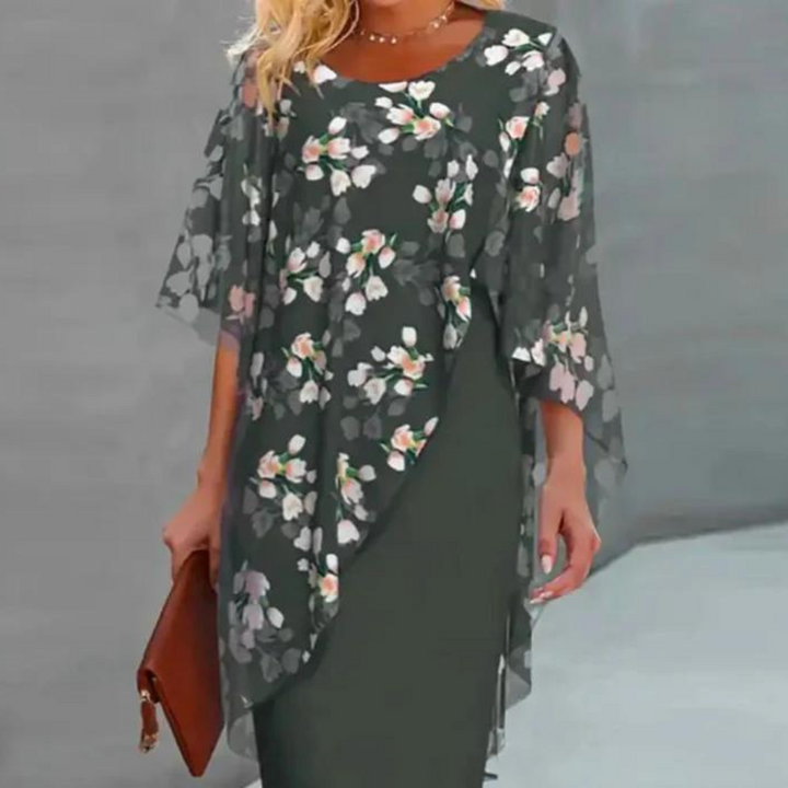 Rose | Elegant Floral Cape Sleeve Summer Dresses