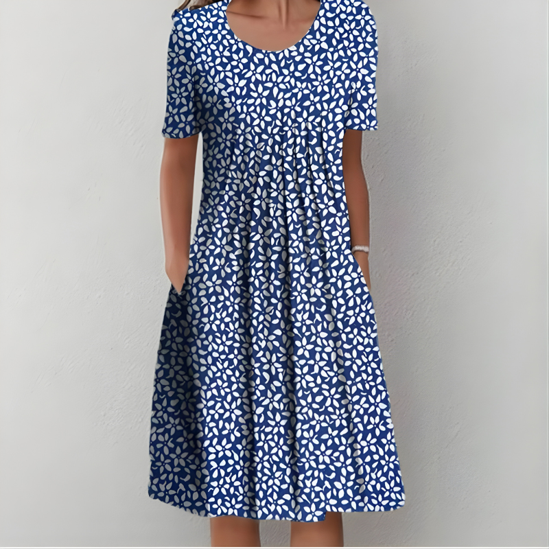 Rose | Elegant Pleated Floral Midi Casual Dress