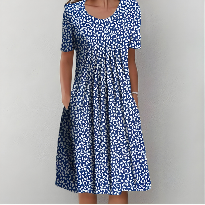 Rose | Elegant Pleated Floral Midi Casual Dress