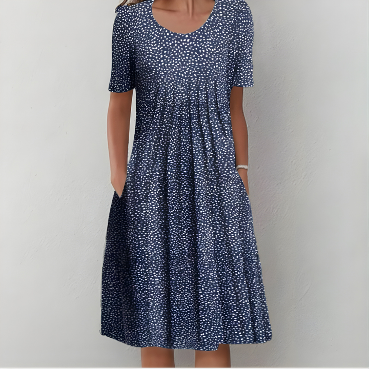 Rose | Elegant Pleated Floral Midi Casual Dress