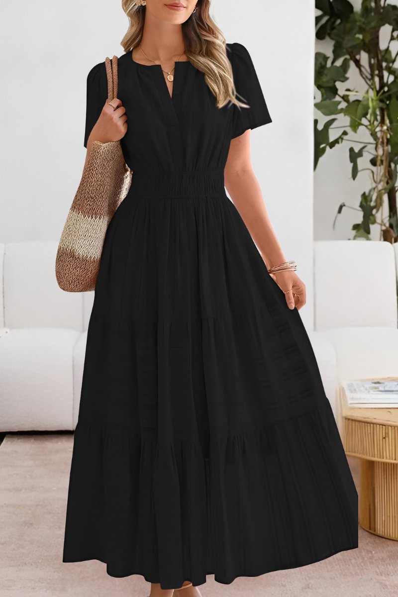 Rose | Graceful Boho Tiered Maxi Dress with Flutter Sleeves