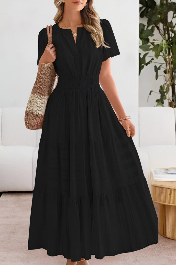 Rose | Graceful Boho Tiered Maxi Dress with Flutter Sleeves