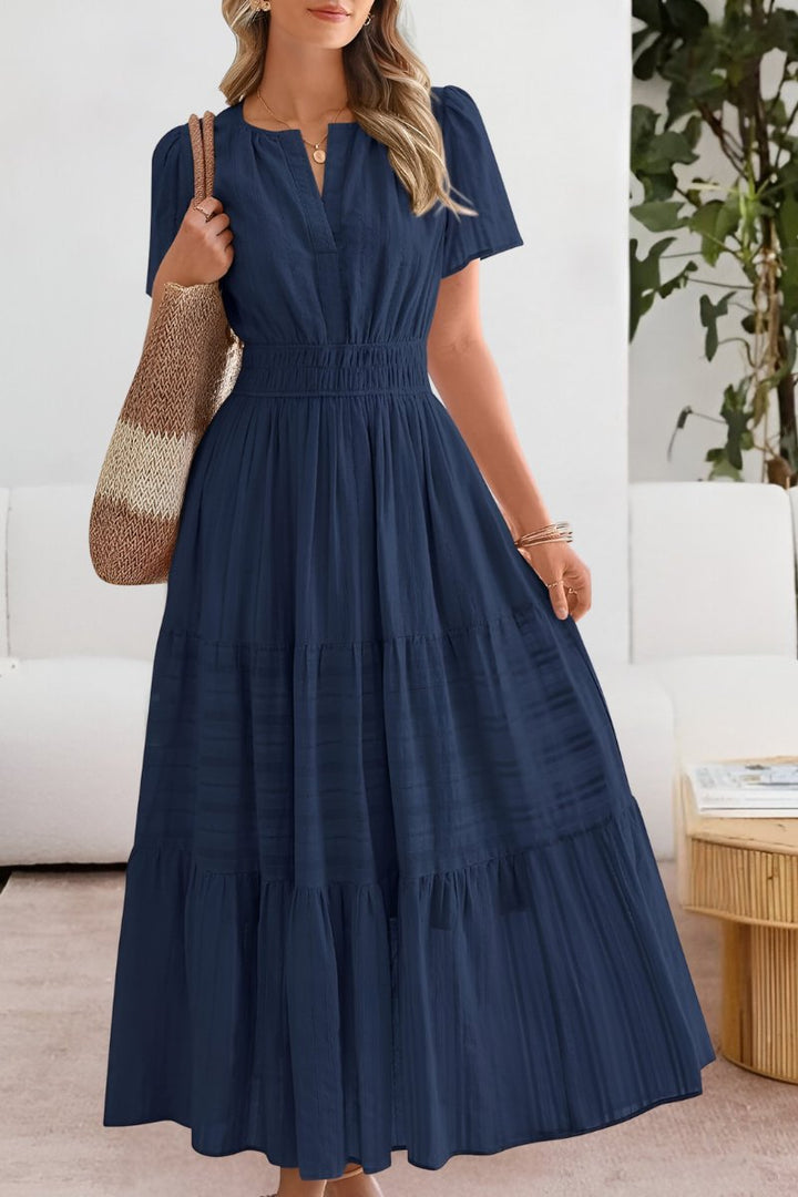Rose | Graceful Boho Tiered Maxi Dress with Flutter Sleeves