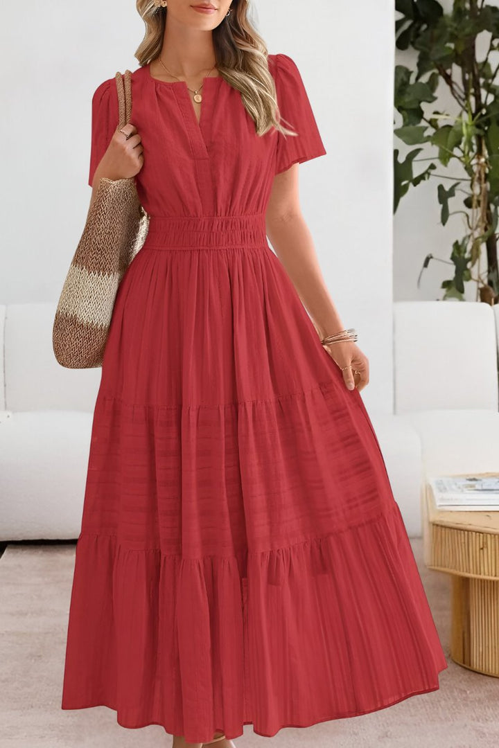 Rose | Graceful Boho Tiered Maxi Dress with Flutter Sleeves