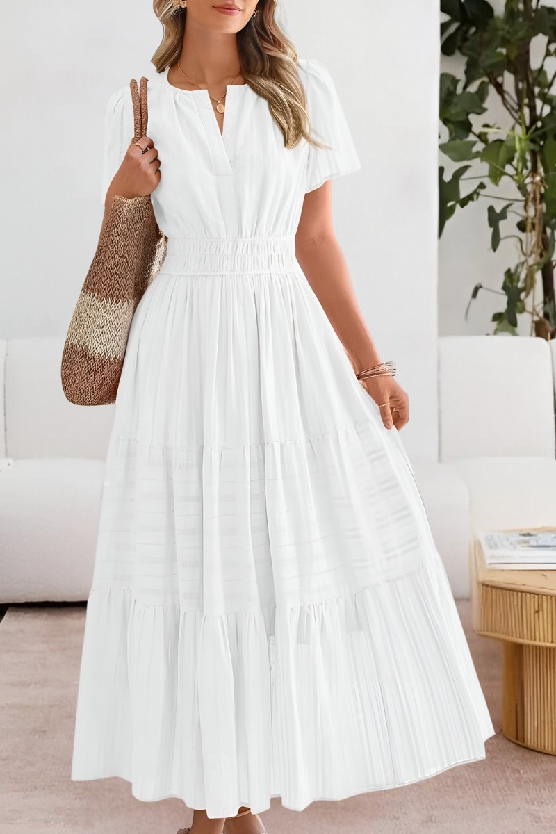 Rose | Graceful Boho Tiered Maxi Dress with Flutter Sleeves