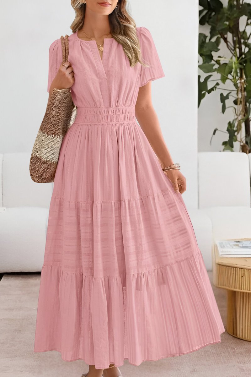 Rose | Graceful Boho Tiered Maxi Dress with Flutter Sleeves