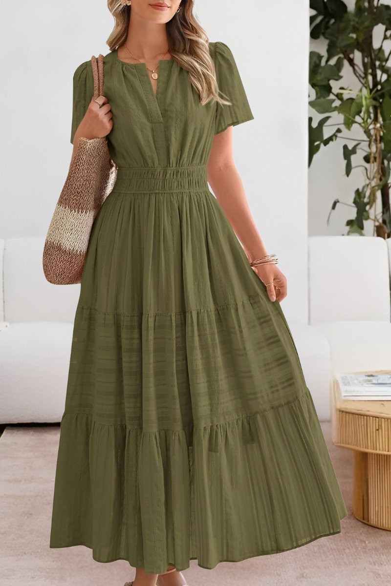 Rose | Graceful Boho Tiered Maxi Dress with Flutter Sleeves