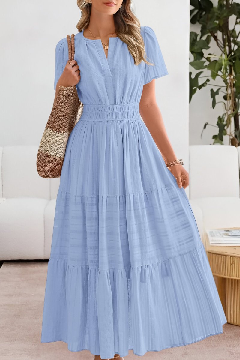 Rose | Graceful Boho Tiered Maxi Dress with Flutter Sleeves
