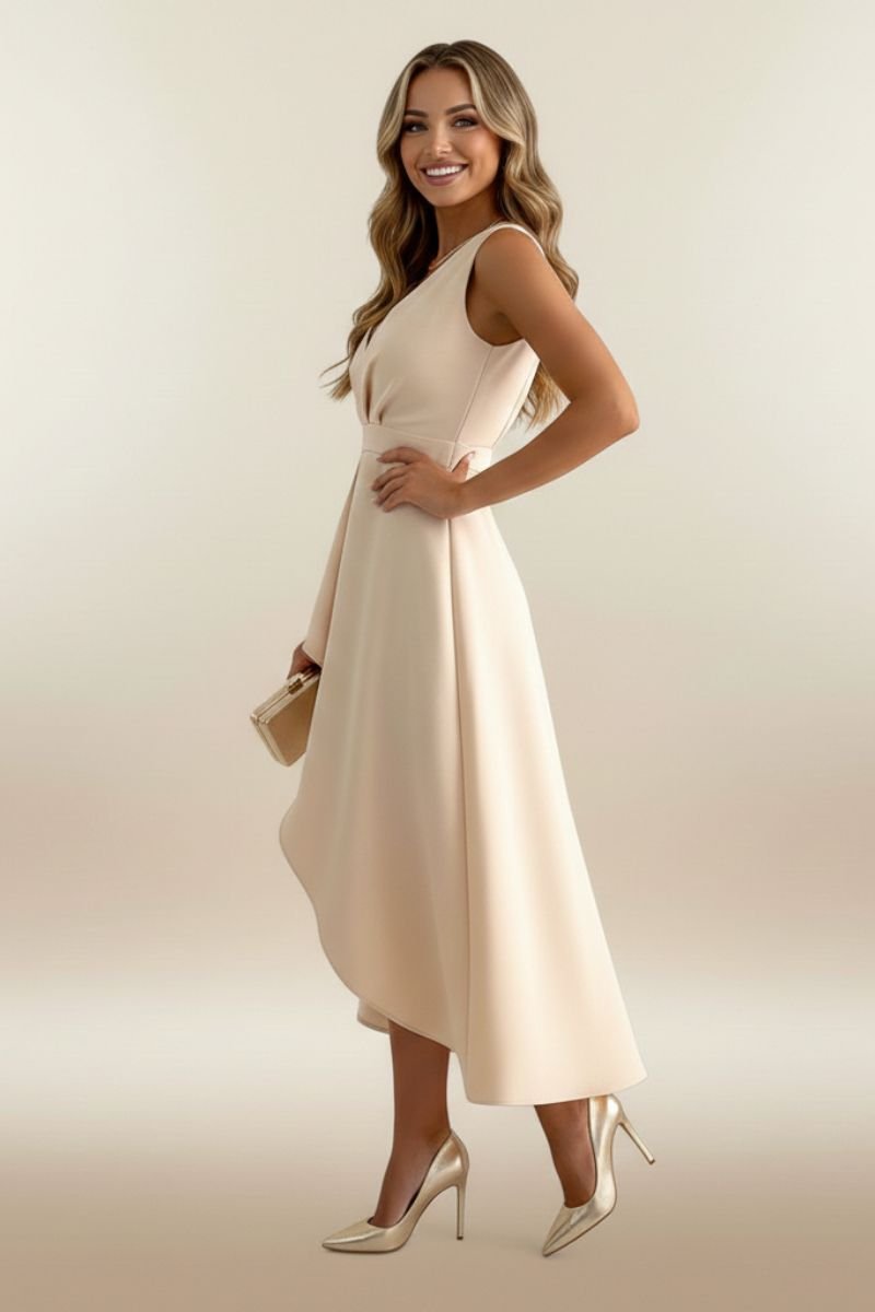 Rose | Polished Wrap V-Neck Cocktail Midi Dress