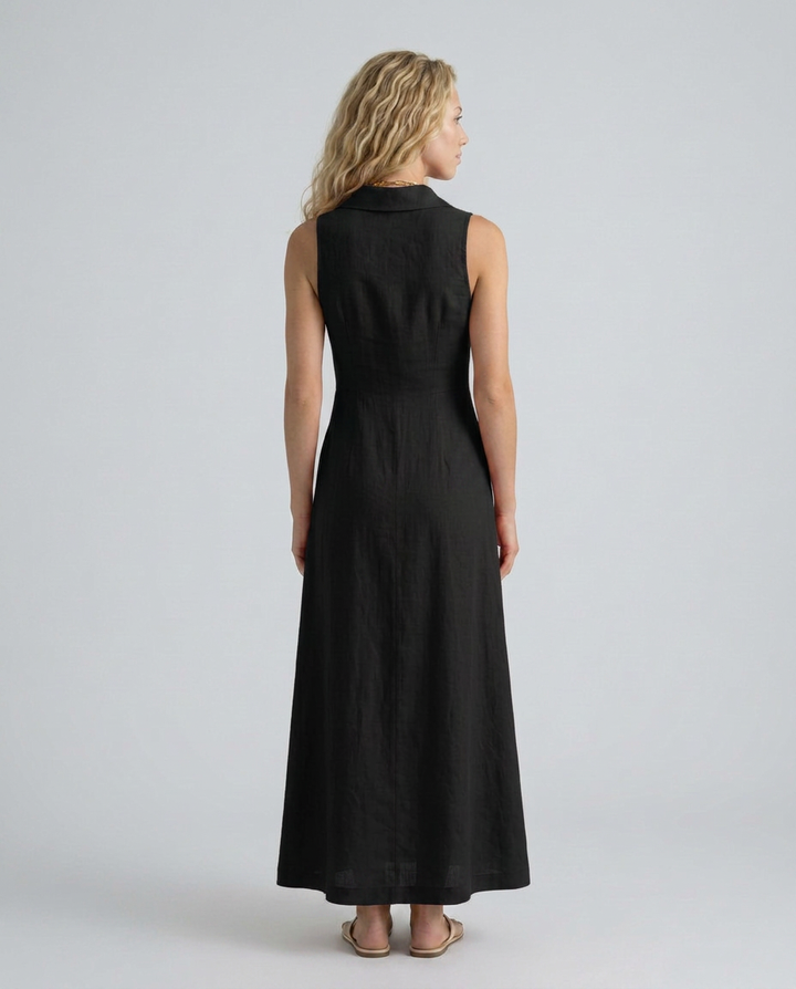 Rose | Timeless Sleeveless Maxi Linen Shirt Dress