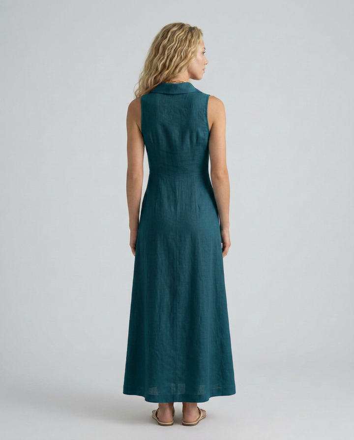 Rose | Timeless Sleeveless Maxi Linen Shirt Dress